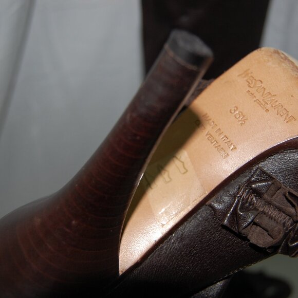 36.5/6.5❤️Tom Ford Yves Saint Laurent Leather Over the Knee High Heels BOOTS OTK - Picture 13 of 13